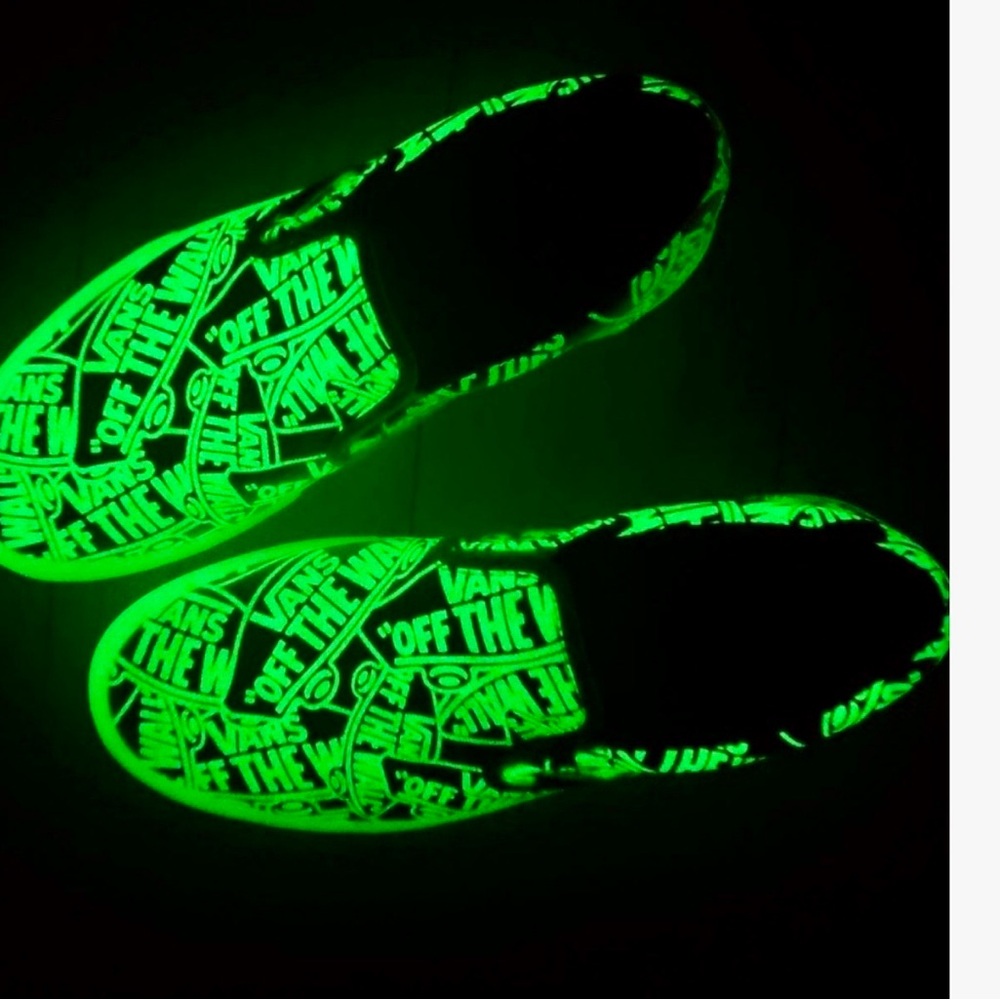 NEW-Vans Glow in the dark- White Slip-On Shoes Size 4.5Y or 6 Women